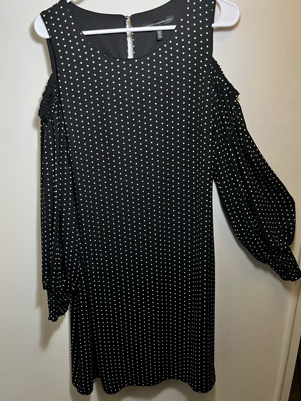 White House Black Market Black Dress with White Polka Dots